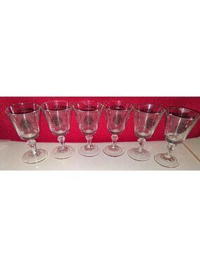 Set Of 6 V. Cramm Weizenbrand 2cl Cordial Glasses With Hexagonal Stems & Black C